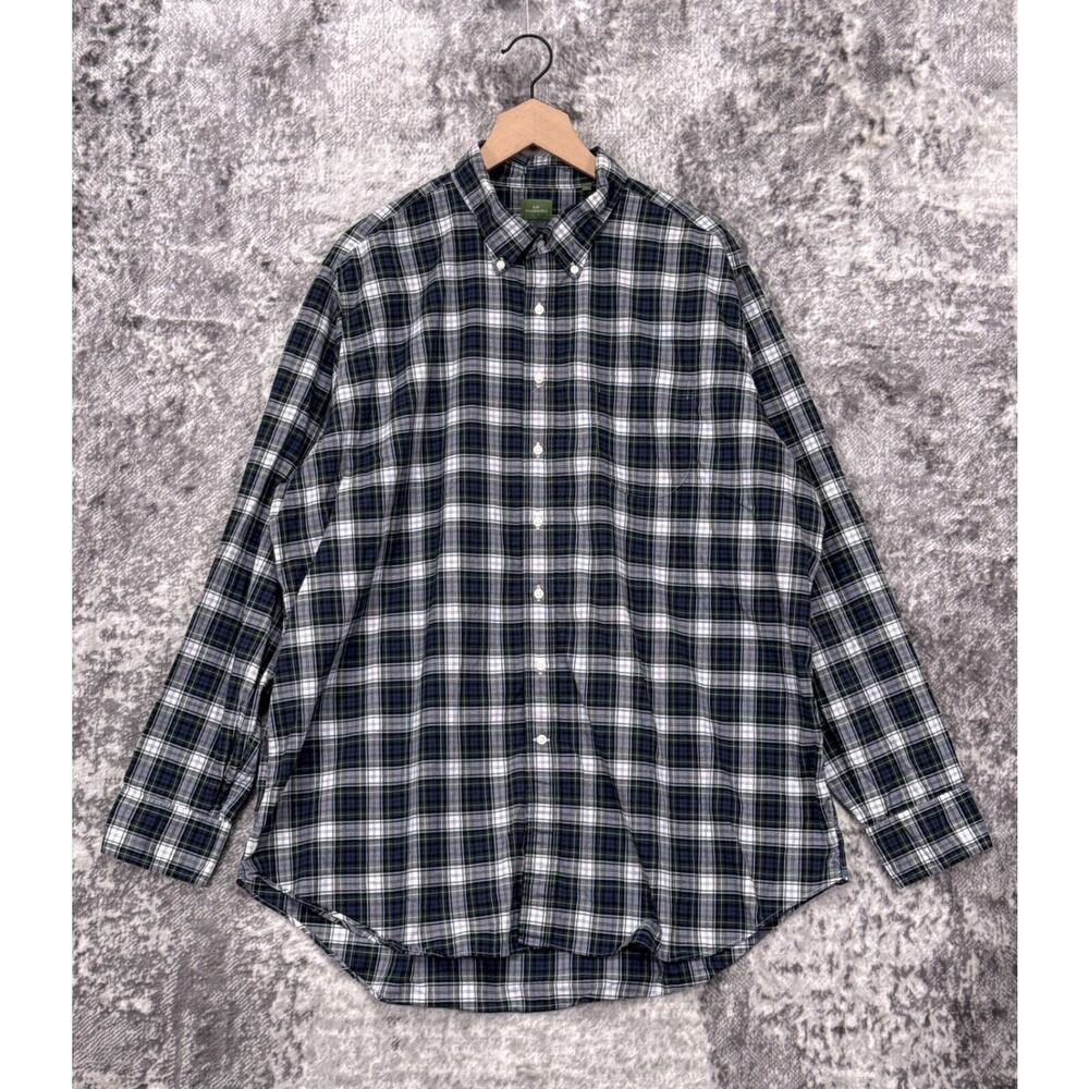 Sid Mashburn Navy Green Black Plaid Button-Down Shirt